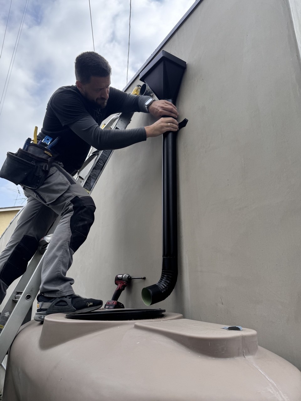 Professional gutter installation in progress - Flashpoint Builders Los Angeles
