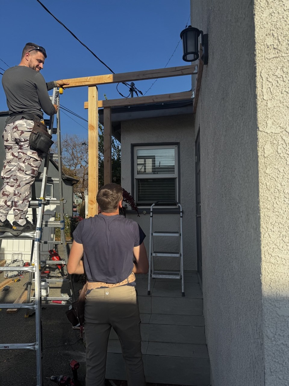 Patio cover and pergola construction in progress - Flashpoint Builders